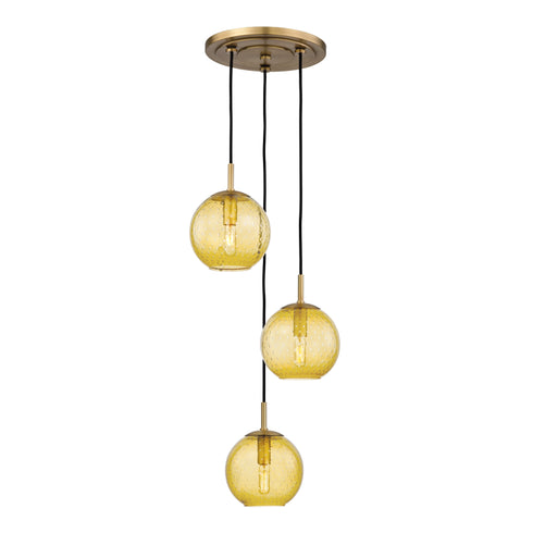 Hudson Valley Rousseau 3 Light Pendant With Light Amber Glass Model: 2033-AGB-LA