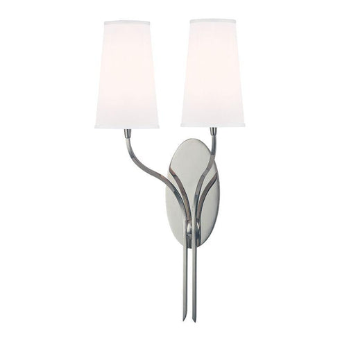 Hudson Valley Rutland 2 Light Wall Sconce With White Shade Model: 3712-PN-WS