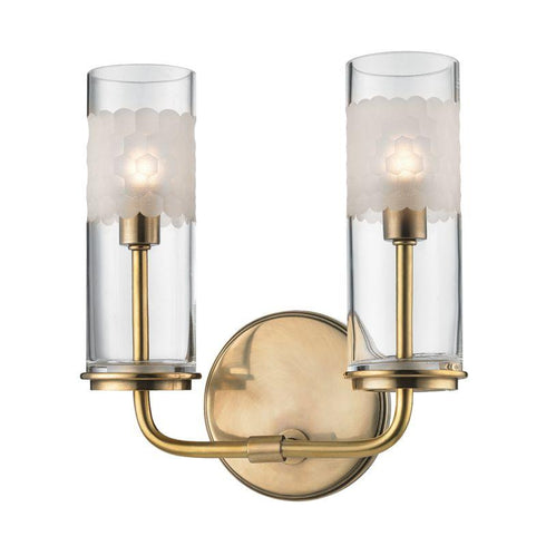 Hudson Valley Wentworth 2 Light Wall Sconce Model: 3902-AGB