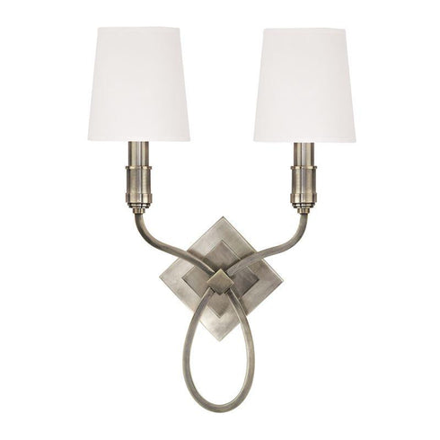 Hudson Valley Westbury 2 Light Wall Sconce With White Shade Model: 422-AS-WS