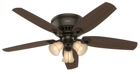 Hunter Fans Builder Low Profile Fan With 3 Lights 52 Inch Model: 53327