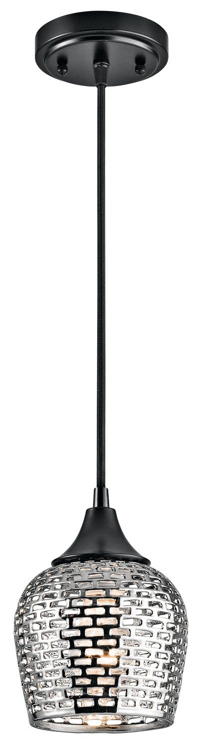 Kichler Annata 1 Light Mini Pendant Model: 43489BKSLV