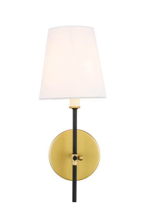 Living District 1 Light Mel 1 Light Brass And Black And White Shade Model: LD6004W6BRBK