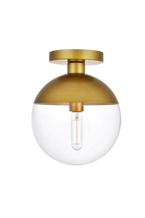 Living District 3 Light Eclipse 1 Light Brass Flush Mount With Clear Model: LD6067BR