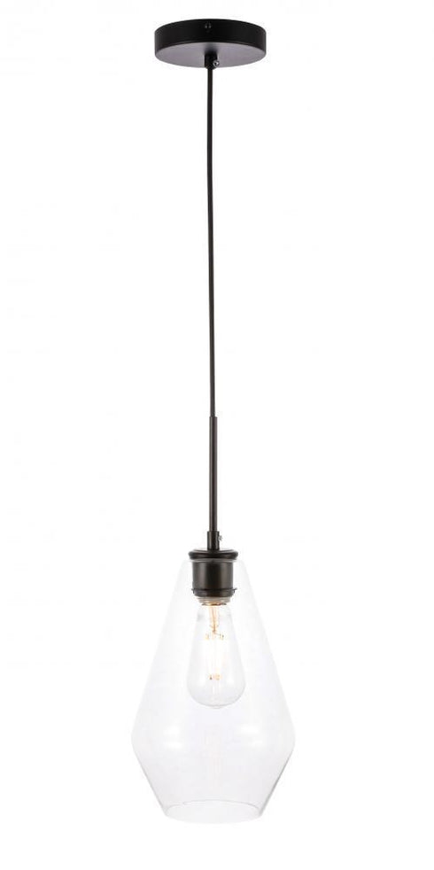 Living District 3 Light Gene 1 Light Black And Clear Glass Pendant Model: LD2260BK