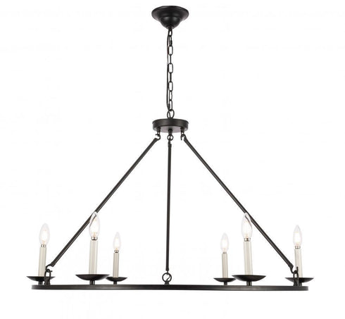 Living District 6 Light Maine 6 Light Burnished Nickel Chandelier Model: LD6010D36BN