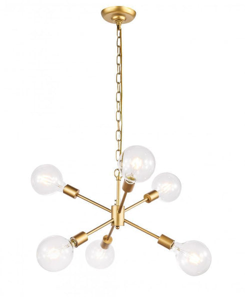 Living District 8 Light Nolan 6 Light Brass Pendant Model: LD5034D16BR