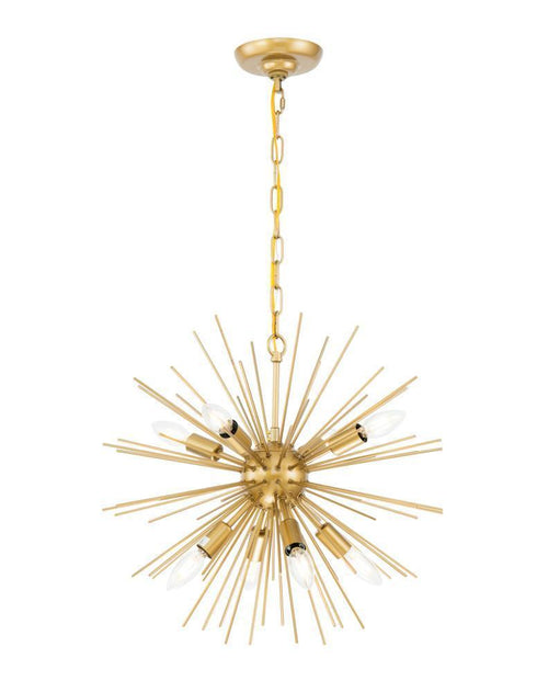 Living District 8 Light Timber 8 Light Brass Pendant Model: LD5036D20BR