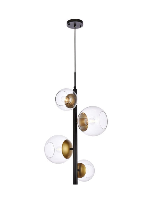 Living District Wells 4 Light Pendant Model: LD654D18BK
