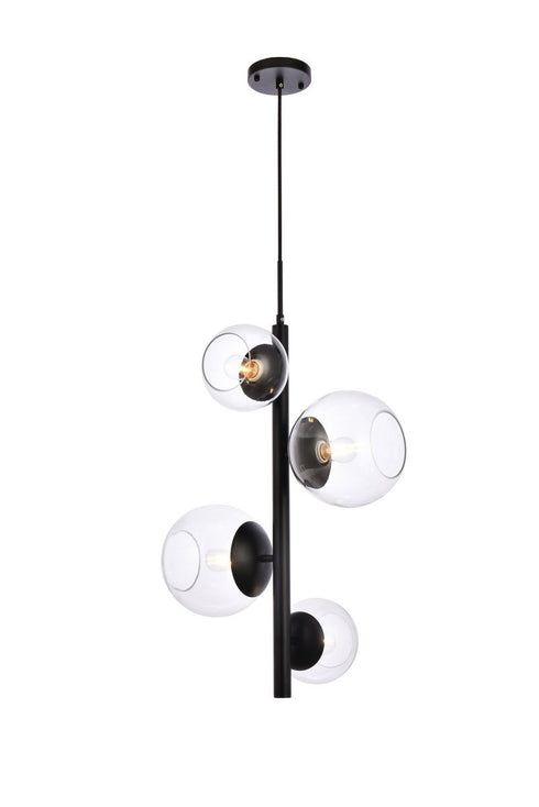 Living District Wells 4 Light Pendant Model: LD654D18BK