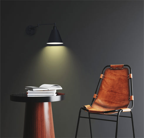 Maxim Library 1 Light Wall Sconce Horizontal Swing Model: 12220BK