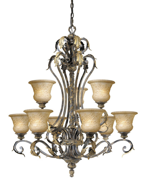 MO-CHU009PU Vaxcel Monaco 9L Chandelier Peruvian Patina