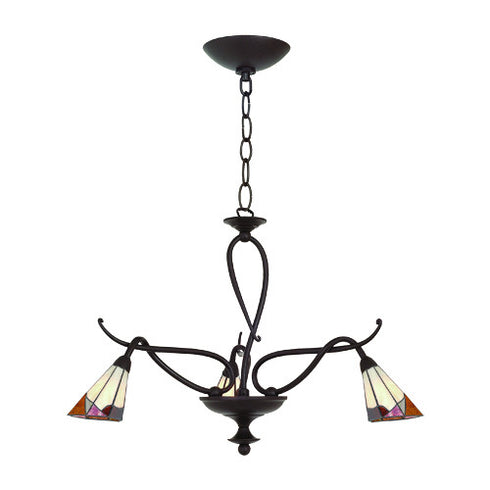 P139-3-47 Halifax Collection 3-Light Tiffany Glass Pendant Chandelier