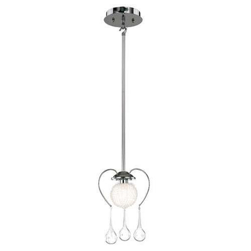 P312-1-CM Mini-Pendant with Metal Curl & Glass Drops