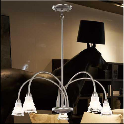 P313-5-SCH 5-Light Downlight Chandelier with Rippled Glass