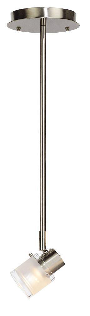 P77-1-SCH Satin Chrome Halogen Mini-Pendant with Clear/Frosted Glass Shade
