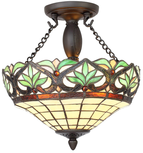 PC610-12-158 Sillery Collection Tiffany Semi-Flush Ceiling Light