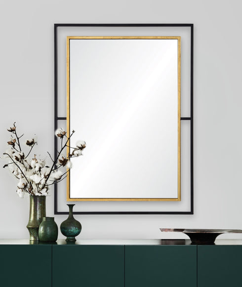 Renwil Gray Rectangle Mirror With A Blackantique Model: MT2244