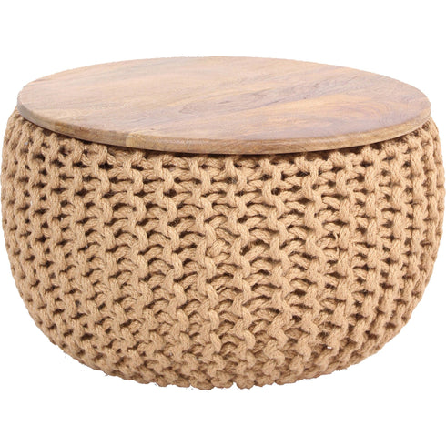Renwil Swiss Knitted Pouf With Wood Top Model: PF041