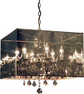 Six Light Chrome Chandelier with Square Mylar Shade