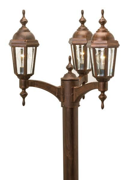 Snoc Vintage II Triple Head Post Mount (8 Colors, 2 Bulb Types & 2 Glass Options) Model:81085