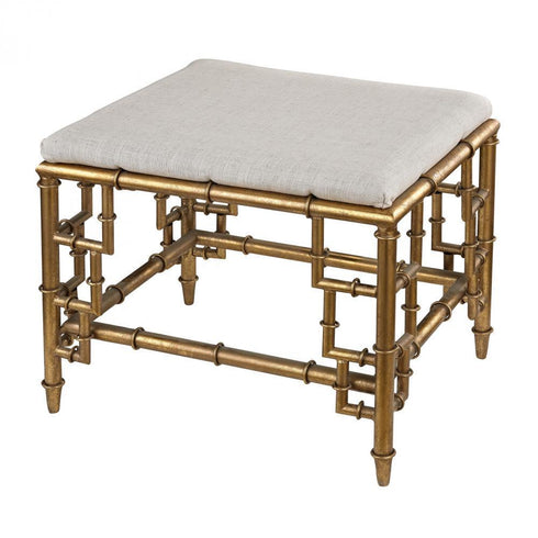 Sterling Tunbridge Stool With Bamboo Frame In Gold Model: 114-60