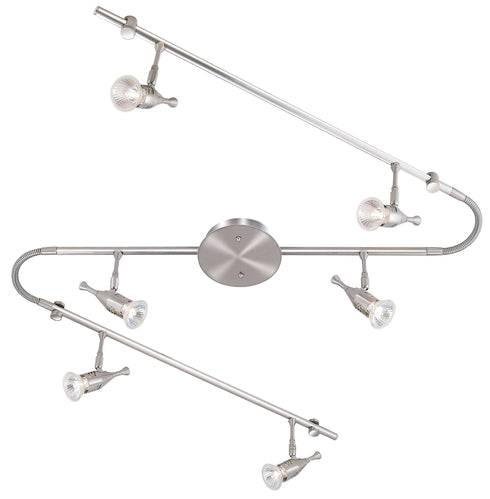 TK16-16-SCH 6-Light Satin Chrome Adjustable Ceiling Track Fixture