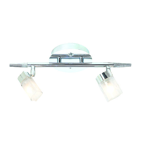 TK161-2-CM 2-Light Chrome Ceiling Track with Ribbed Glass Shades