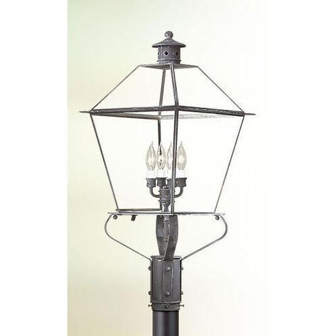 Troy Montgomery Four Light Natural Aged Brass Post Light Model: PCD9141NAB