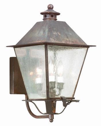 Troy Montgomery Three Light Natural Aged Brass Wall Lantern Model: BCD9134NAB