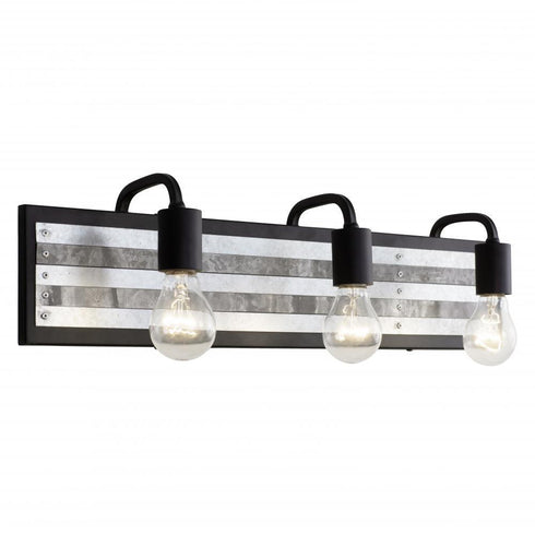 Varaluz Abbey Rose 3 Light Bath Blac Galvanized Model: 336B03BL