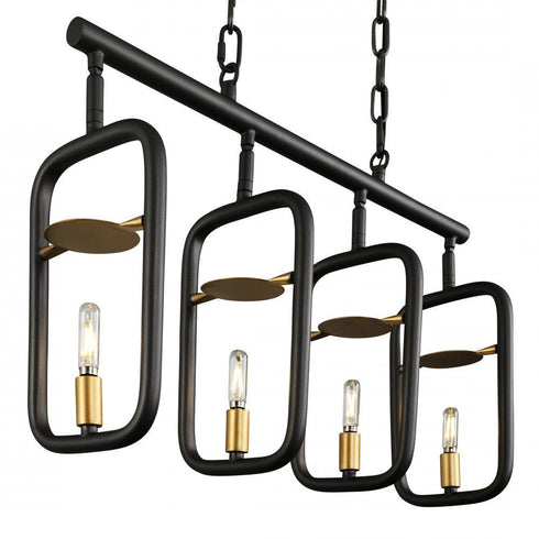 Varaluz Bar None 4 Light Linear Aged Gol Rustic Model: 327N04AGRB