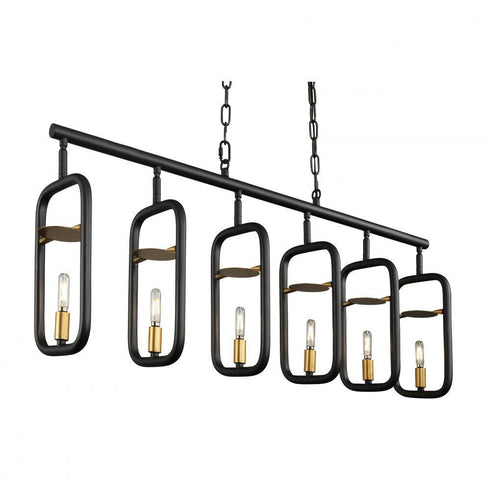 Varaluz Bar None 6 Light Linear Aged Gol Rustic Model: 327N06AGRB