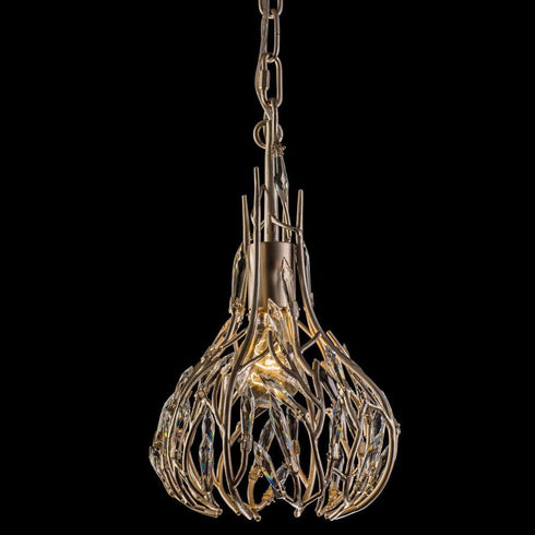 Varaluz Bask 1 Light Crystal Mini Pendant Gold Dust Model: 271M01GD