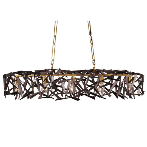 Varaluz Bermuda 5 Light Linear Pendant Antique Gol Model: 286N05AGRB
