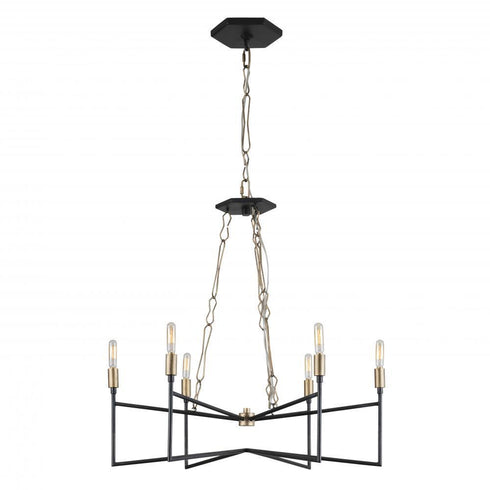 Varaluz Bodie 6 Light Chandelier Havana Gol Carbon Model: 314C06HGCB