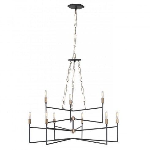 Varaluz Bodie 9 Light Chandelier Havana Gol Carbon Model: 314C09HGCB