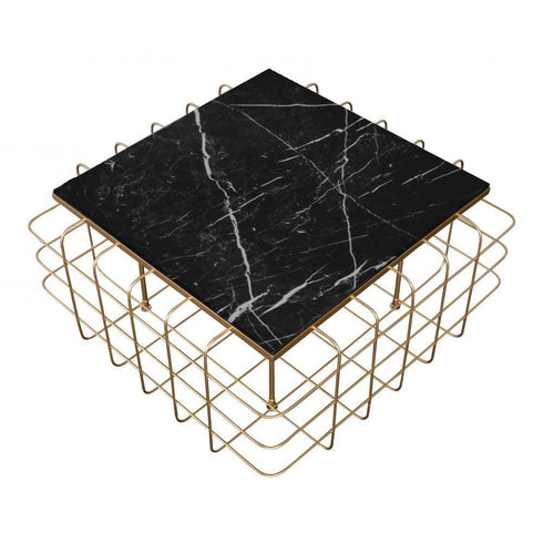 Varaluz Casa Grid Coffee Table Gol Black Marble Model: 430A02GOBM