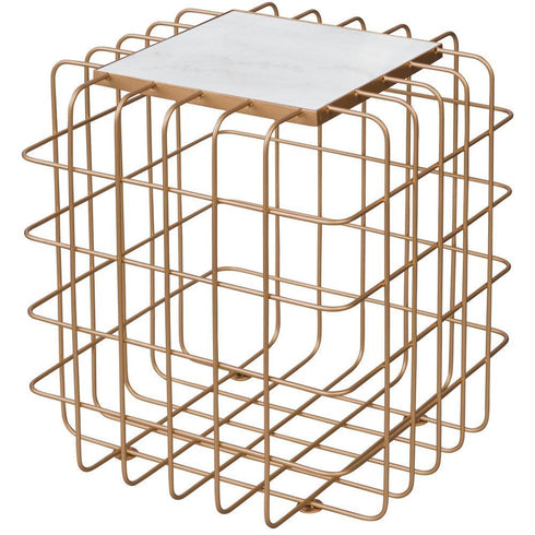 Varaluz Casa Grid End Table Gol White Marble Model: 430A01GOWM