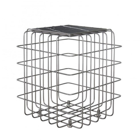 Varaluz Casa Grid End Table Rustic Bronz Black Marble Model: 430A01RBBM