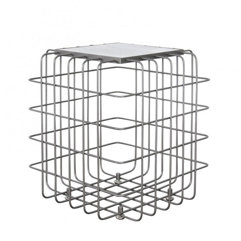 Varaluz Casa Grid End Table Rustic Bronz White Marble Model: 430A01RBWM