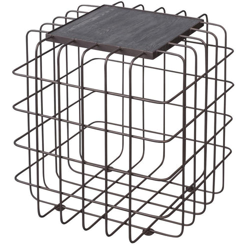 Varaluz Casa Grid End Table Rustic Bronz Zebrawood Model: 430A01RBZW