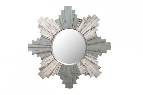 Varaluz Casa Sunburst 36 Inch Framed Beveled Wood Mirror Model: 405A60