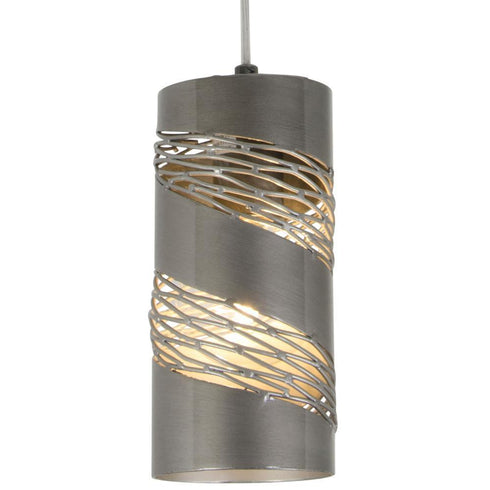 Varaluz Flow 1 Light Cylinder Mini Pendant Steel Model: 240M01SL