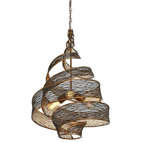 Varaluz Flow 3 Light Twist Pendant Hammered Ore Model: 240P03HO