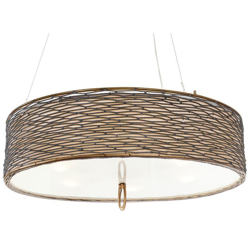 Varaluz Flow 5 Light Drum Pendant Fabric Shade Model: 247P05HO
