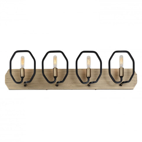 Varaluz Hexagono 4 Light Bath Havana Gol Carbon Model: 319B04HGCB