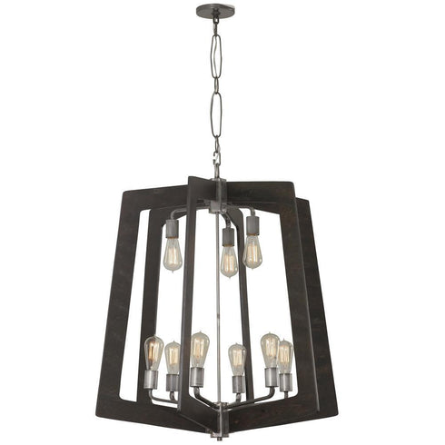 Varaluz Lofty 9 Light Chandelier Stee Zebrawood Model: 268C09SL