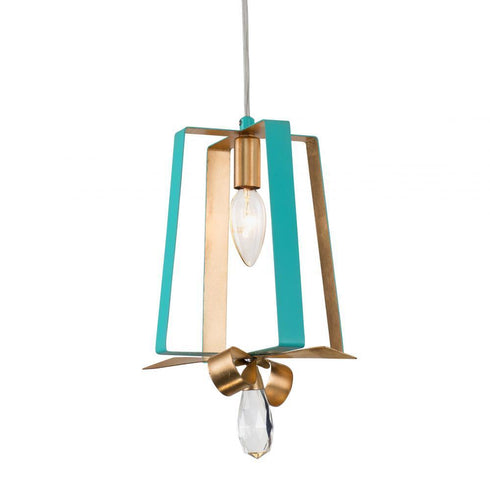 Varaluz Posh 1 Light Tall Mini Pendant Aqu Gold Model: 263M01TAQGL