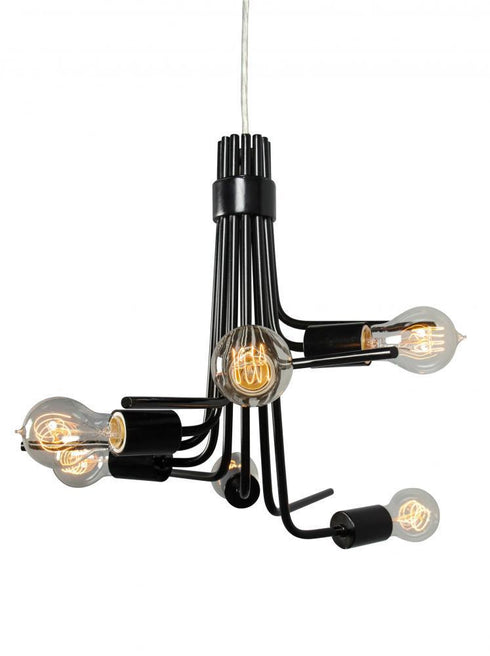 Varaluz Socket To Me 6 Light Chandelier Black Model: 219C06BL